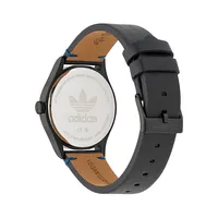 Adidas Originals Style Project 1 Black Recycled Stainless Steel Vegan Leather Strap Solar-Powered Watch AOST230462I