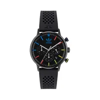 Adidas Originals Street Code 1 Recycled Black Stainless Steel Silicone Strap Chronograph Watch AOSY230212I