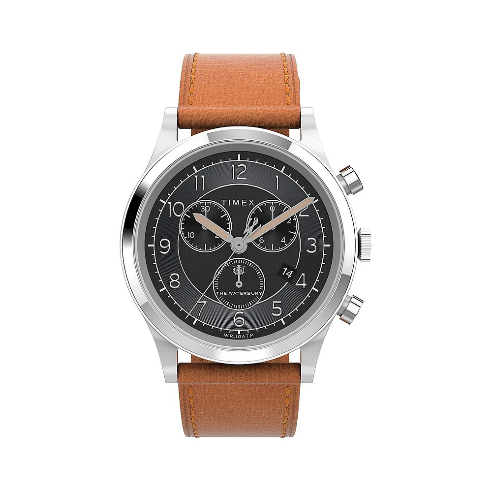 Waterbury Stainless Steel Leather Strap Traditional Chronograph Watch TW2V73900VQ