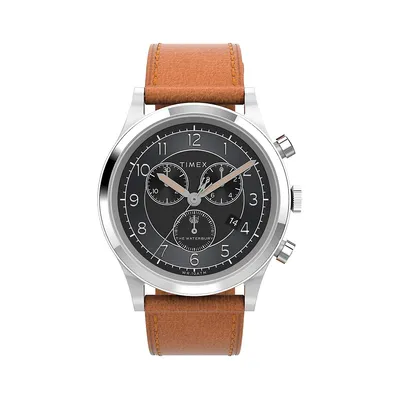 Waterbury Stainless Steel Leather Strap Traditional Chronograph Watch TW2V73900VQ