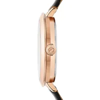Ammy Floral Rose Goldtone Stainless Steel & Leather Strap Watch BKPMAS3029I