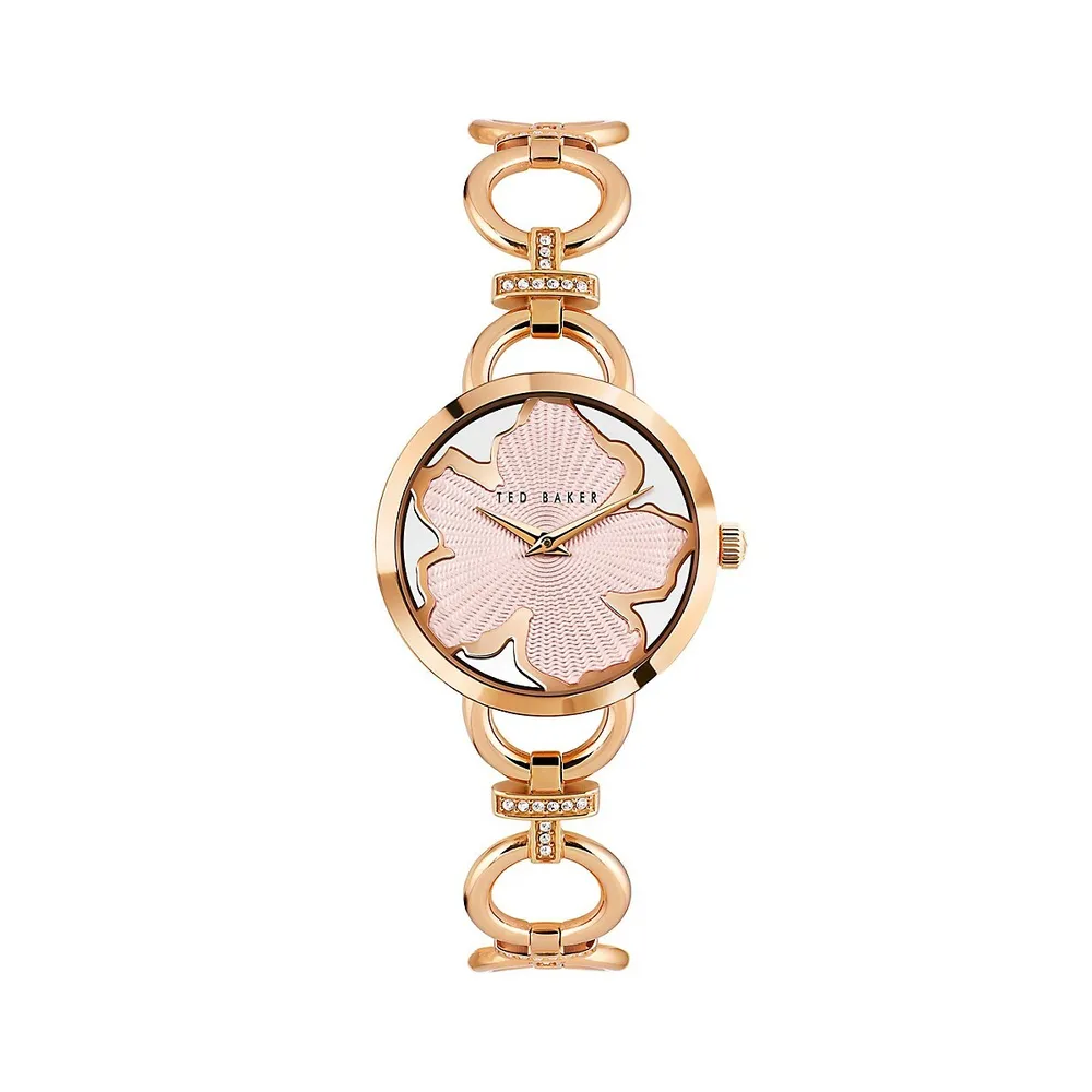 Lilabel Jewel Rose Goldtone Stainless Steel & Chain Bracelet Watch BKPLIS3019I