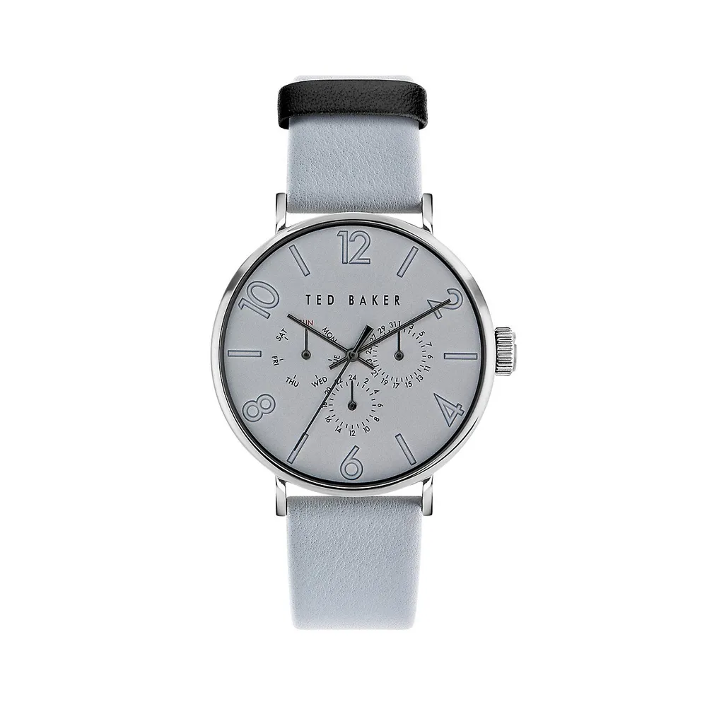 Chronograph Grey Leather Strap Watch BKPPGS3029I
