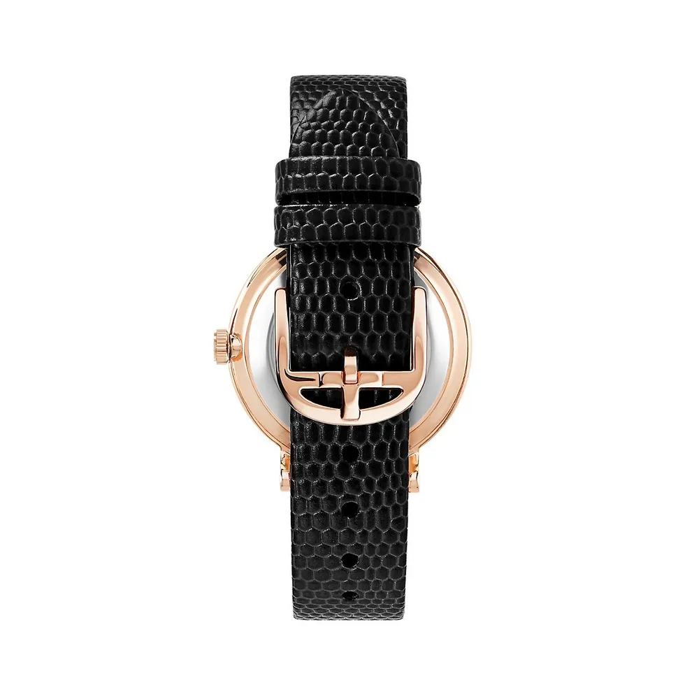 Black Embossed Leather Strap Watch BKPPHS3019I