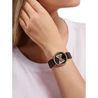 Black Embossed Leather Strap Watch BKPPHS3019I