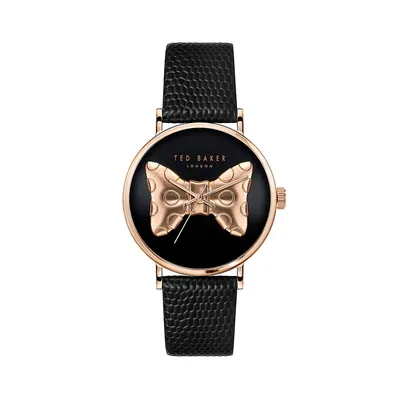 Black Embossed Leather Strap Watch BKPPHS3019I