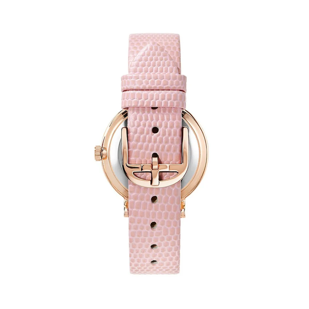 Pink Embossed Leather Strap Watch BKPPHS3029I