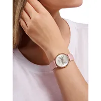 Pink Embossed Leather Strap Watch BKPPHS3029I