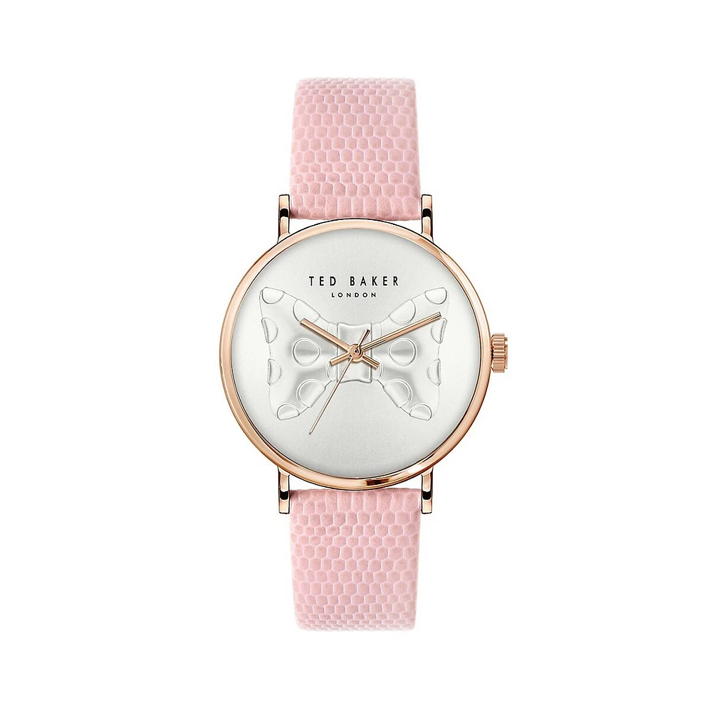 Pink Embossed Leather Strap Watch BKPPHS3029I