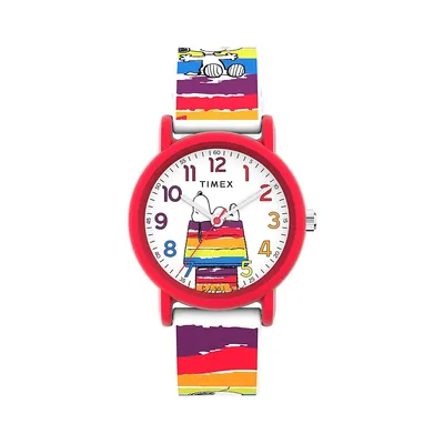Weekender Timex x Peanuts Rainbow Paint Silicone Watch TW2V77700GP