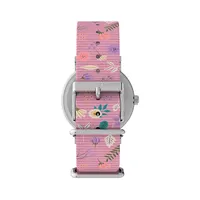 Timex Weekender x Peanuts In Bloom Silvertone Fabric Strap Watch TW2V77800GP