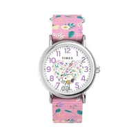 Timex Weekender x Peanuts In Bloom Silvertone Fabric Strap Watch TW2V77800GP