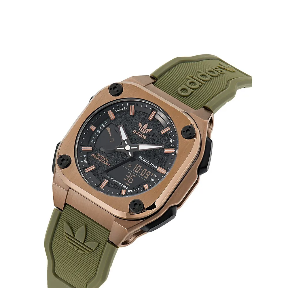 IP Bronze Case Green Resin Strap Watch AOFH235022I