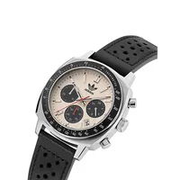 Stainless Steel Case Black Leather Strap Chronograph Watch AOFH235782I