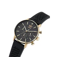 IP Goldtone Case Black Silicone Strap Chronograph Watch AOSY235212I