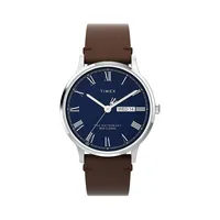 Waterbury Traditional Classic Stainless Steel & Leather Strap Watch TW2W14900VQ