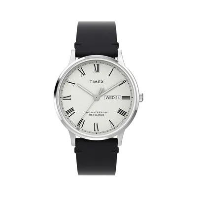 Waterbury Traditional Classic Stainless Steel & Leather Strap Watch TW2W15000VQ