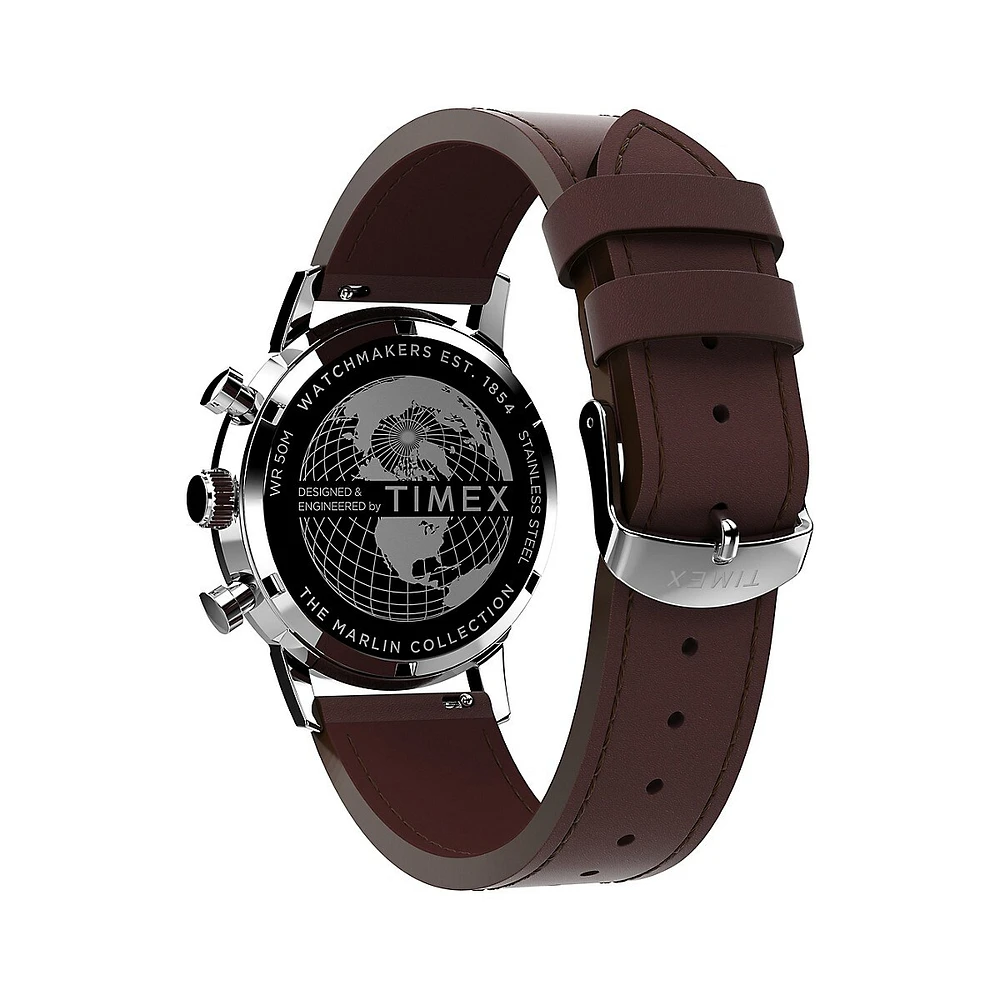 Marlin Stainless Steel & Leather Strap Chronograph Watch TW2W10200VQ