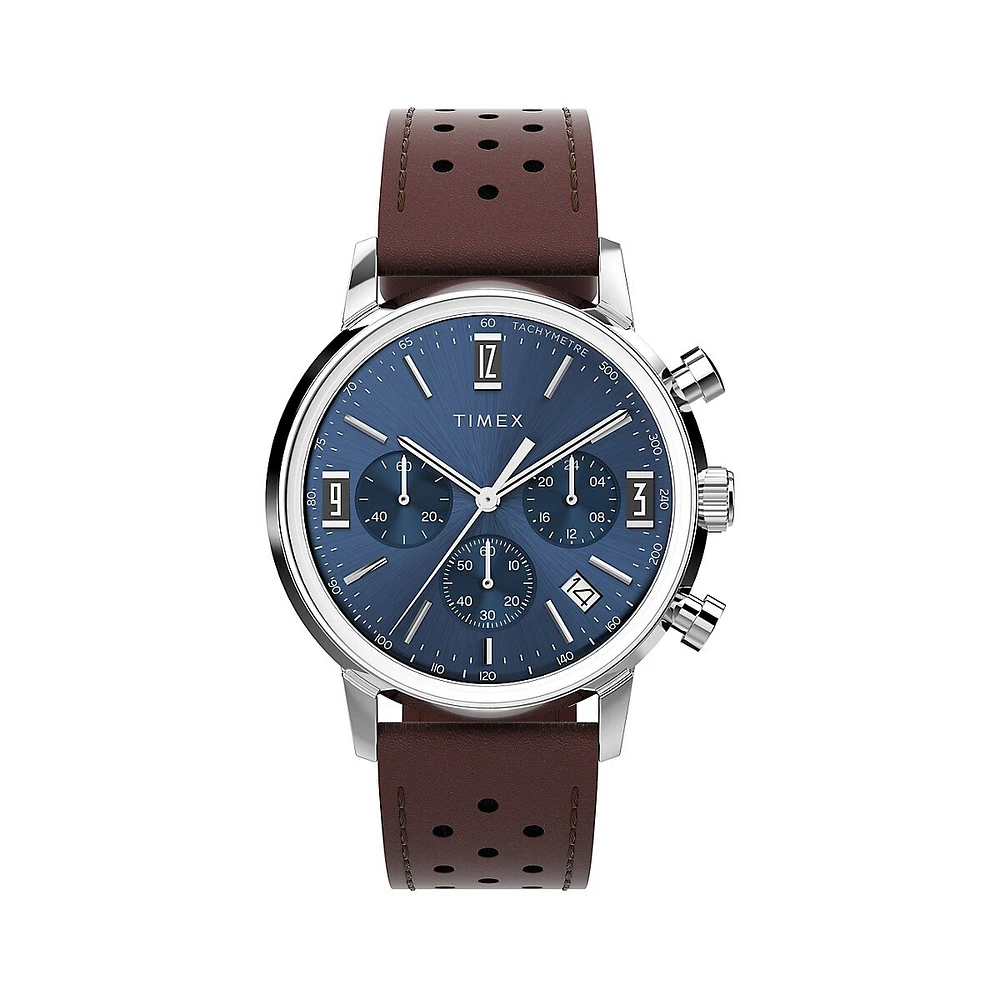 Marlin Stainless Steel & Leather Strap Chronograph Watch TW2W10200VQ