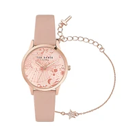 Fitzrovia Constellation Pink Leather Strap Watch & Star Bracelet Set BKGFW23019I