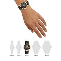 Fitzrovia Constellation Black Leather Strap Watch & Star Bracelet Set BKGFW23029I