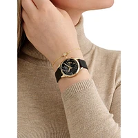 Fitzrovia Constellation Black Leather Strap Watch & Star Bracelet Set BKGFW23029I