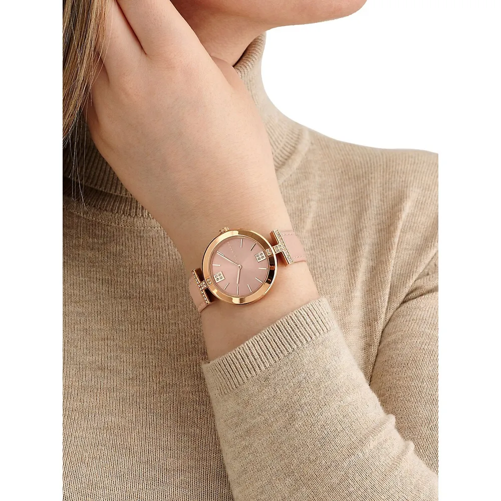 Darbey Pink Leather Strap Watch BKPDAF3029I