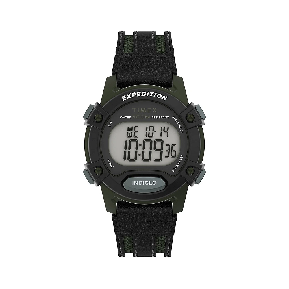 Expedition CAT5 Resin & Leather Strap Digital Watch TW4B287900GP