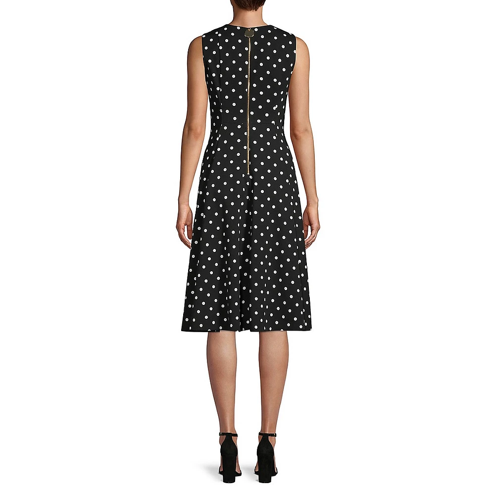 Polka Dot Sleeveless Midi Dress