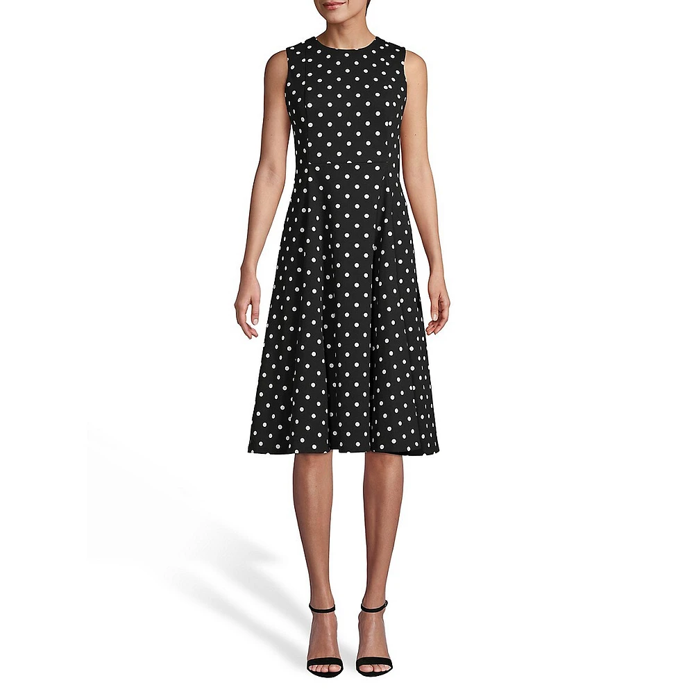 Polka Dot Sleeveless Midi Dress