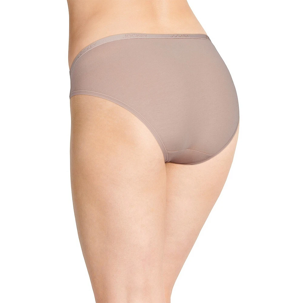 Culotte bikini en coton biologique extensible avec logo, trois pièces