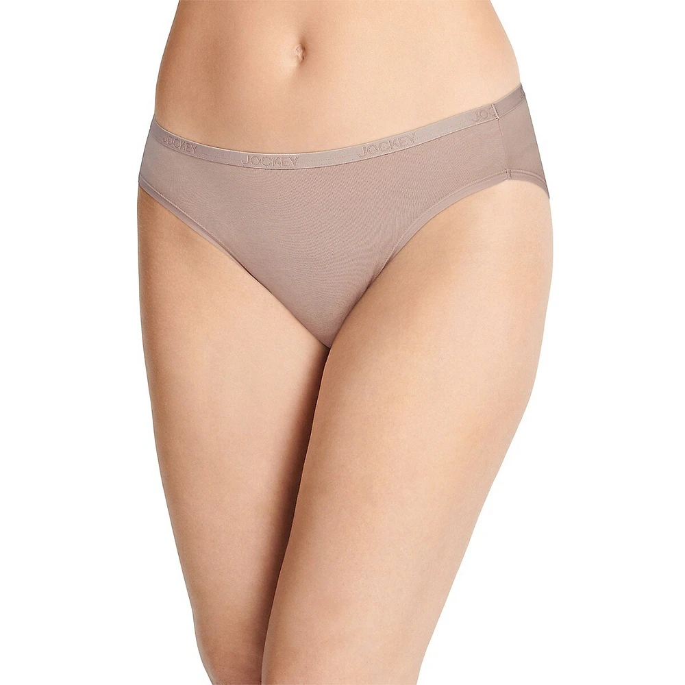 Culotte bikini en coton biologique extensible avec logo, trois pièces