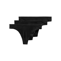 3-Piece Organic Cotton Stretch Logo Thongs