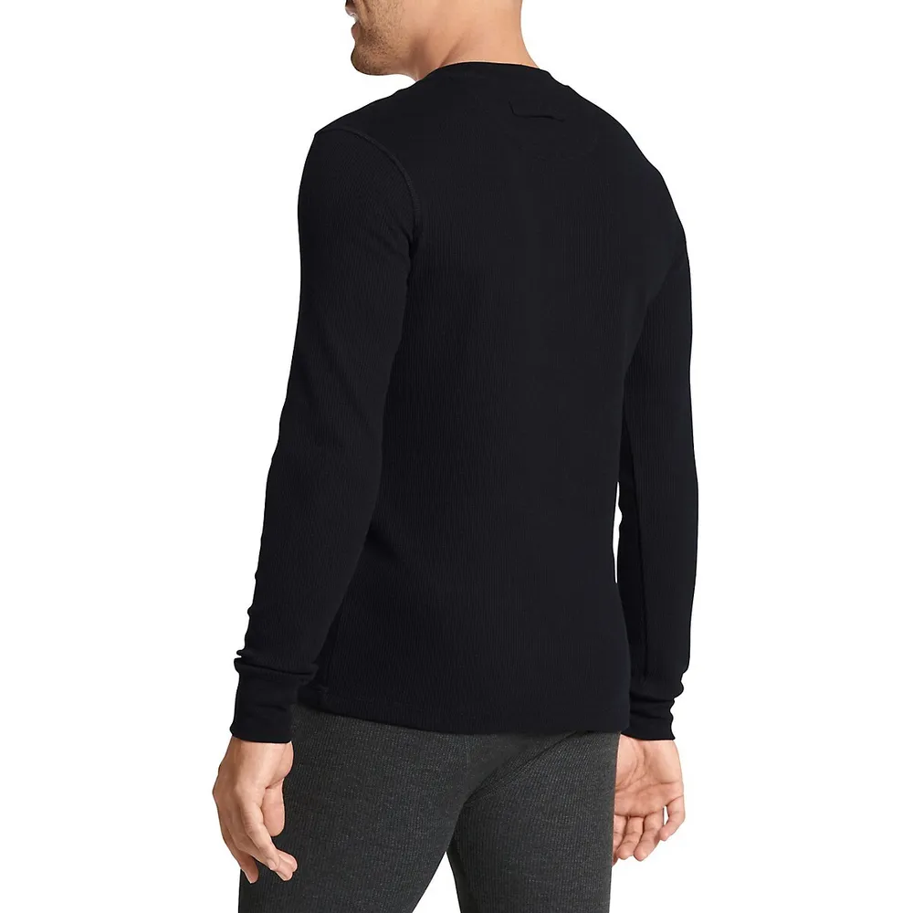 Waffle-Knit Henley Lounge Top