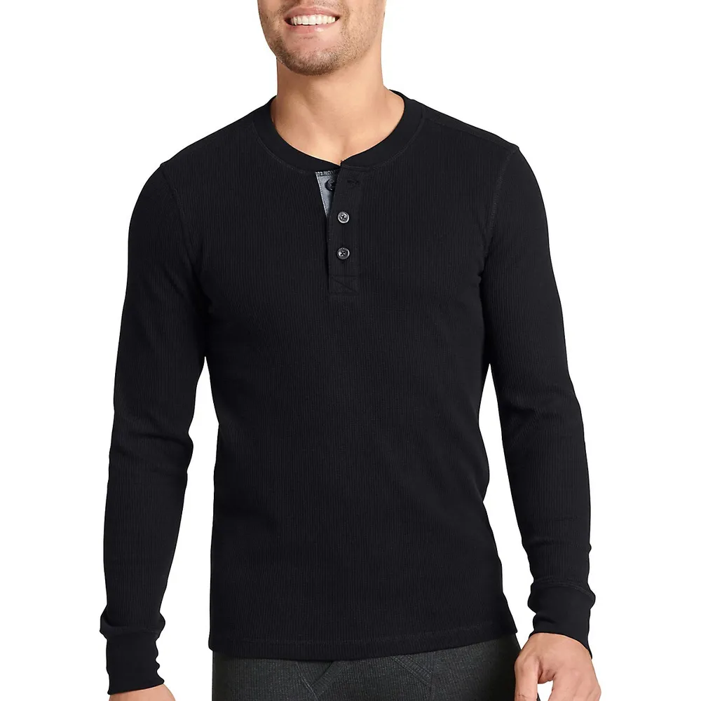 Jockey Waffle-Knit Henley Lounge Top