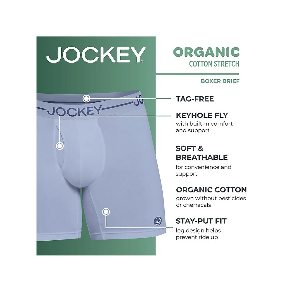 Jockey 3-Pack Stretch-Organic Cotton Boxer Briefs