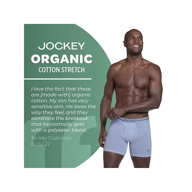 Jockey Men's Organic Cotton Stretch 6.5 Boxer Brief – 3 Pack