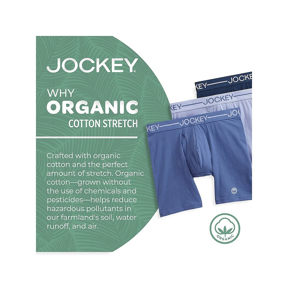 3-Pack Stretch-Organic Cotton Boxer Briefs