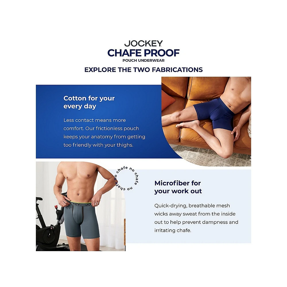 Chafe-Proof Pouch Cotton Stretch 6-Inch Boxer Briefs