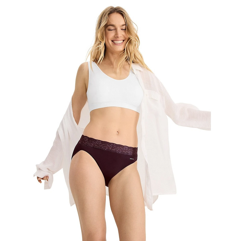 Culotte bikini en Tactel et dentelle No Panty Line Promise