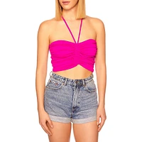 Ruched Crop Halter Top