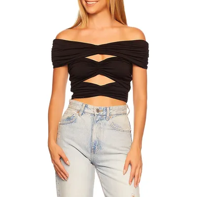 Off-The-Shoulder Gather Cutout Top