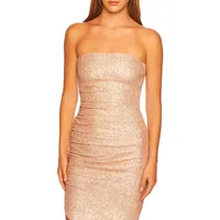 Sequin Strapless Ruched Tube Dress