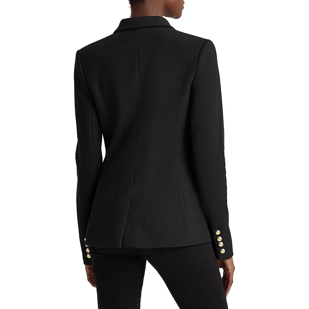 Slim Fit Logo Embroidered Jacquard Blazer