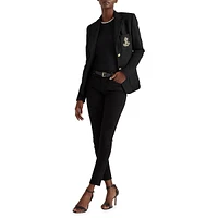 Slim Fit Logo Embroidered Jacquard Blazer