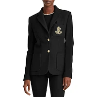 Slim Fit Logo Embroidered Jacquard Blazer