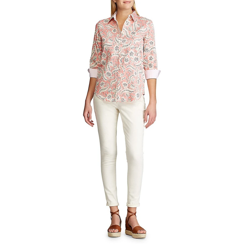 Petite ​Mixed Floral-Print Cotton Shirt