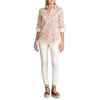 Petite ​Mixed Floral-Print Cotton Shirt