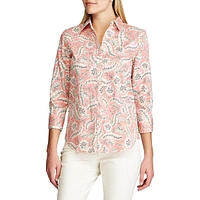 Petite ​Mixed Floral-Print Cotton Shirt