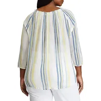 Plus Lulu Striped Cotton Blouse